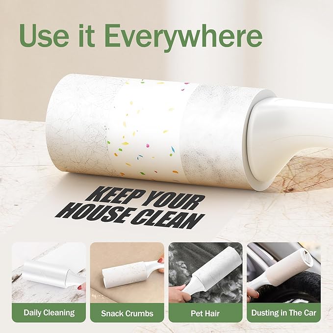 Extra Sticky Lint Roller for Pet Hair, 300 Sheets with Reinforced 3 Handles and Tough Paper, Perfect for Dog and Cat Hair Removal, Ideal for Clothes, Carpet, and Dust Cleaning Mega Value Set