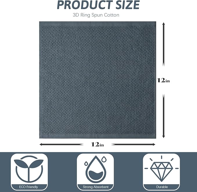 Nialnant 20 Pcs Kitchen Towels,100% Cotton Dish Cloths for Washing Dishes,Soft Dish Towels for Kitchen,Quick Drying Kitchen Cleaning Rags,12x12 Inches,Grey