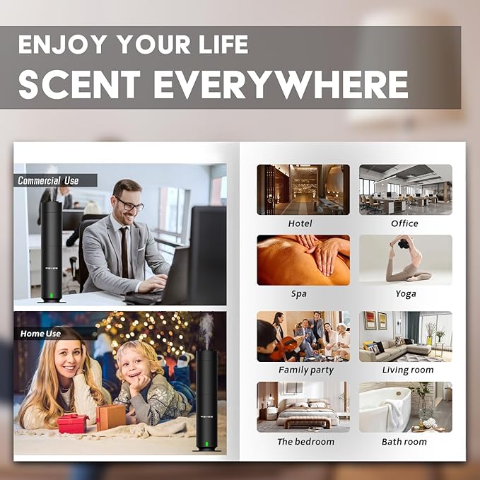 Hotel Diffuser Machine-Scent Air Machine for Home-Diffusers for Home-Waterless Essential Oil Diffusers-Studio Scent Diffuser-Large Room-Cold Air-Office Fragrance-App Remote Control - Black