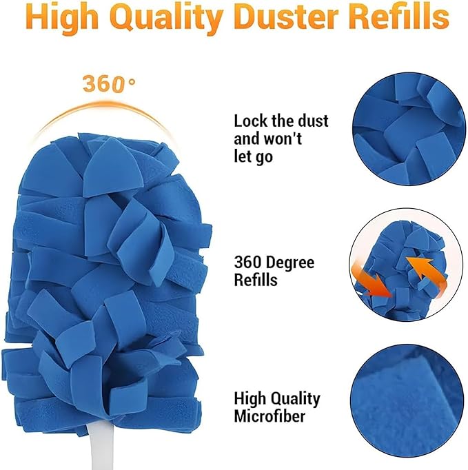 Reusable Microfiber Duster Refills, 360° Electrostatic Duster Refills — The Sustainable Choice for a Dust-Free Home, Washable Replacement Dusters, for Car Interiors, Electronics (Yellow)