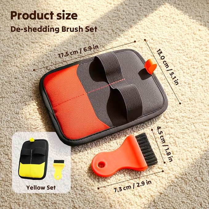 Pet Hair Removal Glove, 2026 Upgraded Electrostatic Pet Hair Remover Glove with Brush, Pet Hair Remover Pocket Storage for Pet Hair Remover Tool on Carpet, Clothing, Couch, Car Seat (Red, 2Pcs)