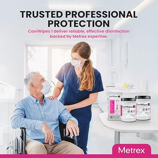Metrex CaviWipes1 Surface Disinfectant Towelettes – Durable Non-Woven Disinfecting Wipes for Hard, Non-Porous Surfaces, Pre-Saturated with CaviCide1 – 6" x 6.75", 160 Wipes per Canister (Pack of 1)