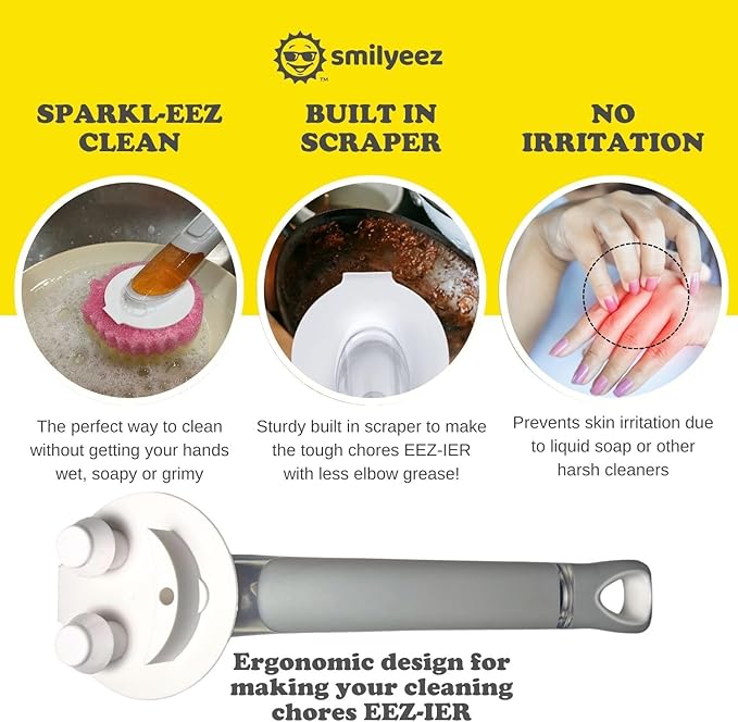 The Original Smiling Handle with Soap Dispensing for Scrub Daddy (Reg. TM) Sponge and Scrub Moji Sponge (Black)