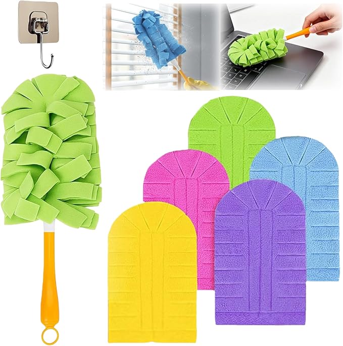 360° Electrostatic Duster Refills — The Sustainable Choice for a Dust-Free Home, Washable & Reusable, High-Density Microfiber, Fits Most Standard Duster Handles (5PCS)