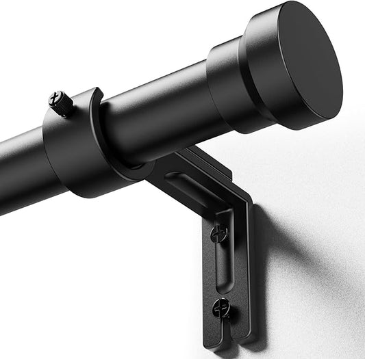 Curtain Rod 32-118 Inch, Heavy Duty 1 Inch Adjustable Curtain Rods for Windows, Black Long Window Treatment Rods, Modern Design, Easy Installation