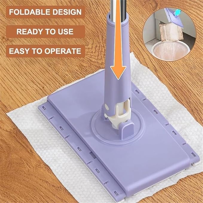 Convenient Cloth Changing Mini Mop + Magic Cleaning Cloth*6, Zero Touch Snap Grip Mini Mops for Wet & Dry Cleaning, Lightweight Snap for Corners (36in - W + Cloth*6)
