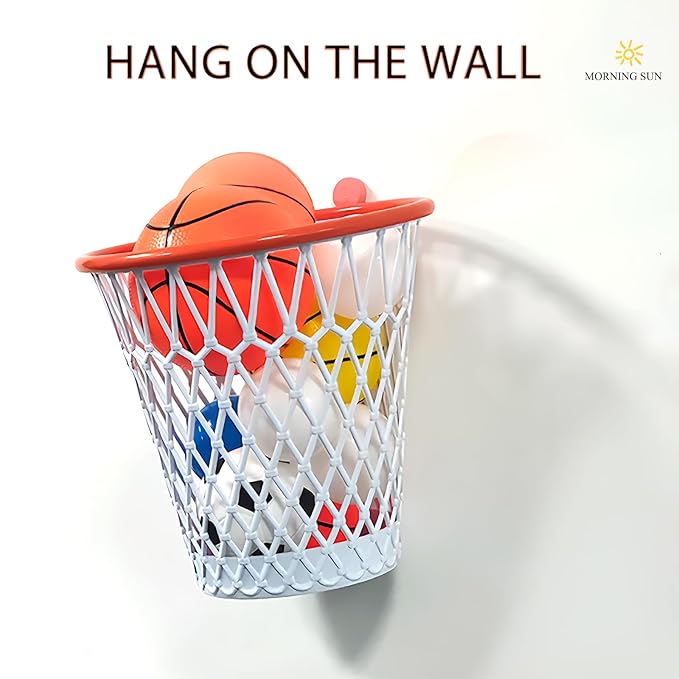 12PCS Basketball Wastebaskets, Basketball Trash Can for Basketball Party,4.5 Gallon Basketball Garbage Can with Removable Hoop, Basketball-themed gift, NBA fans Gift, Durable Sports Decor,Garbage Bin