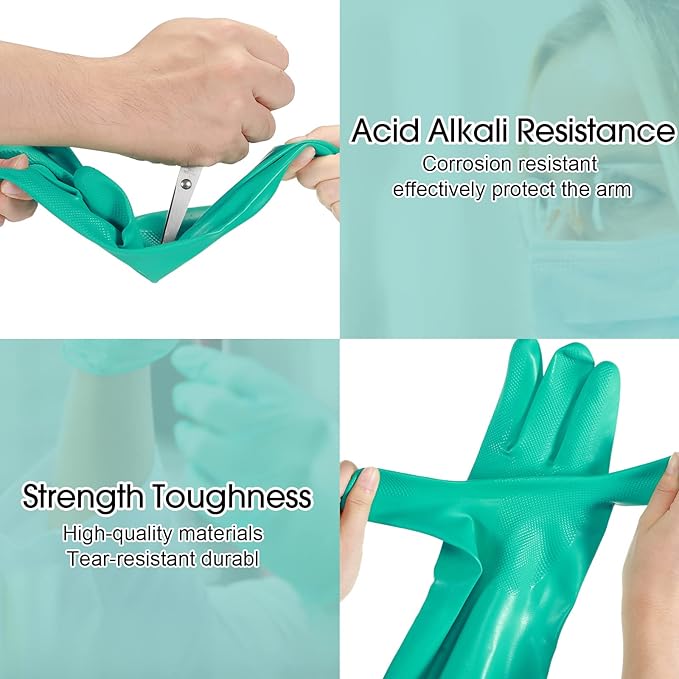 30 Pairs Chemical Resistant Gloves Heavy Duty Thick Nitrile Gloves Bulk for Cleaning, Resist Household Acid, Alkali and Oil (X-Large)