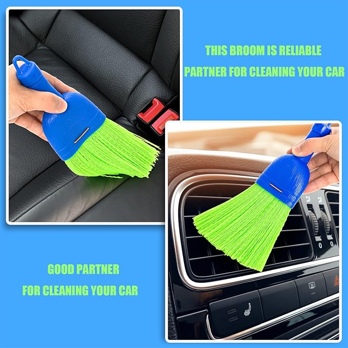 SOUJOY 4 Pack Hand Broom, Poly Fiber Small Whisk Broom for Car, Handheld Brush with Hang Hole Indoor Porches Floors Decks Driveways, Table, Keyboard and Pet Nest