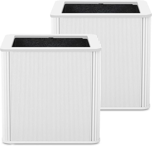 211+ Replacement Filter,Compatible with Blue Pure 211+ Auto Air Cleaner Purifier,2-Stage Filtration System of H13 True Filter and Activated Carbon Filter,White, 2 Pack