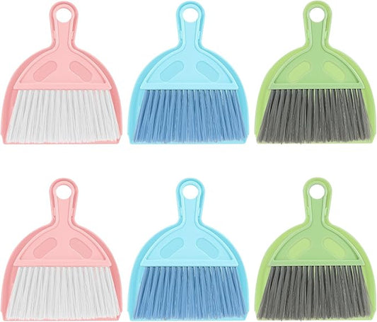 6PCS Small Dustpan and Brush Set, Mini Dust Pan and Brush, Hand Broom and Dustpan Set, for Cat Litter, Kitchen, Tables, Countertops, Cars, etc.
