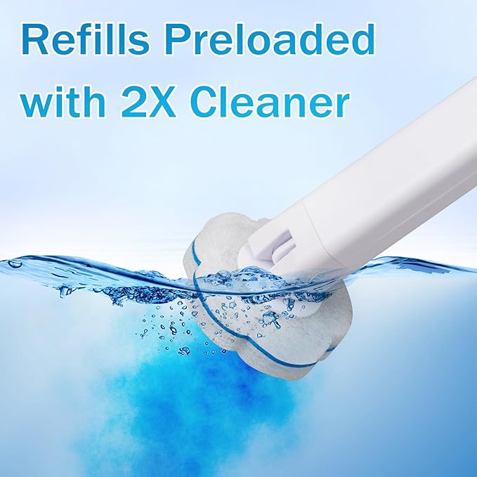 Ucaimao 80 PCS Toilet Wand Cleaner Refills，Toilet Bowl Brush Refills Disposable Toilet Cleaning System Replacement Heads Cleaner Pads for Bathtub Wash Basin (Only Refills，Only Fits Ucaimao) - White
