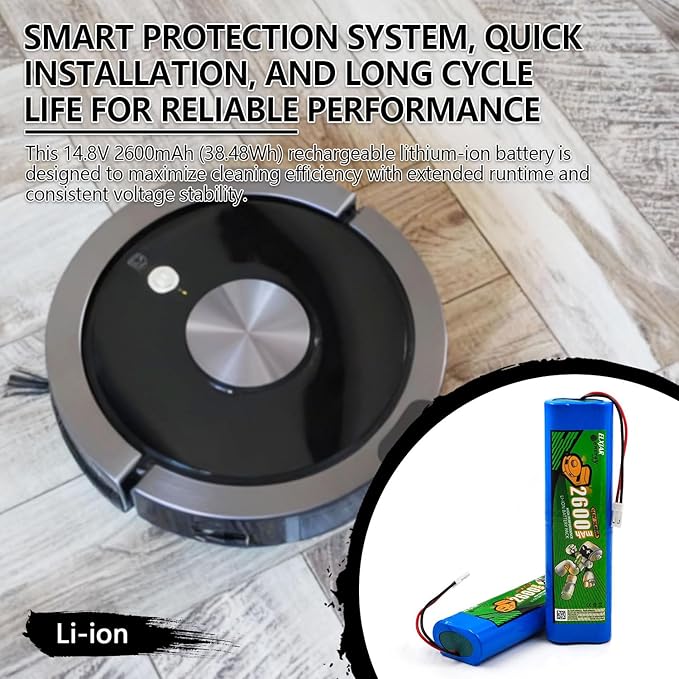 elxjarenergy (2-Pack) 14.8V 2600mAh Li-ion Battery, Compatible with ILIFE V3s Pro V5s Pro V50 V8s X750 PUCRC90 Deebot DF45 Robot Vacuum Cleaner 18650B4-4S1P-AGX-2 SUN-INTE-202