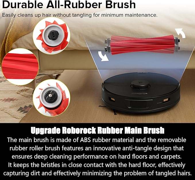 Pmosata S7 Replacement Parts for Roborock S7 MaxV Plus T7S Robot Vacuum - 2 Main Brushes, 4 Mop Cloths, 4 Filters, 4 Side Brushes, Red
