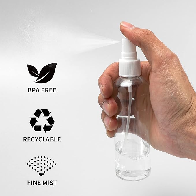 36 Pack Plastic Small Spray Bottles 4 oz/120 ml, Fine Mist Clear Empty Plastic Small Travel Spray Bottle, with 10 Funnels and 10 Labels