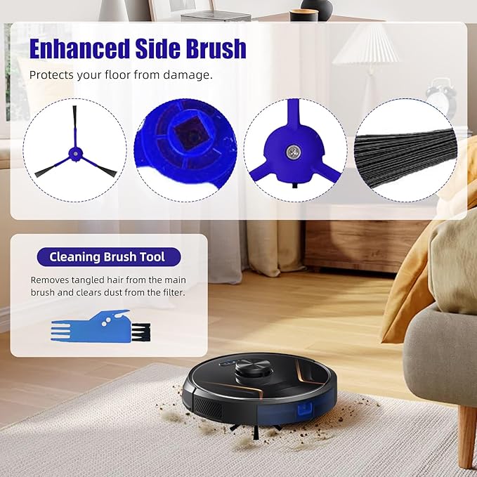 15 Pack Reusable Replacement Parts For Eufy RoboVac X8 & X8 Hybrid Robotic Vacuum(6 Side Brushes, 4 Filters,1 Main Roller Brush, 2 Mop Pads, 1 Cleaning Brush, 1 Screwdriver Accessories)
