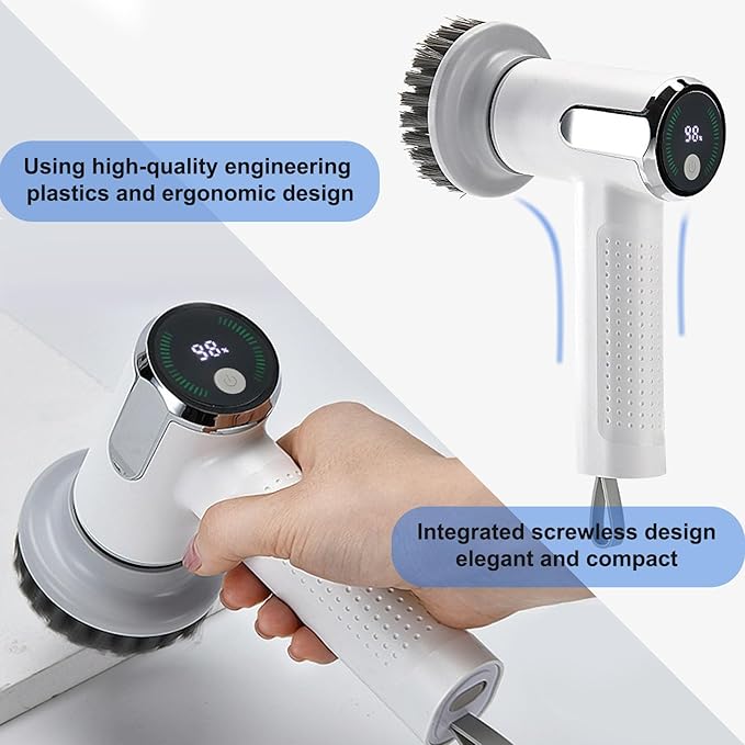 Aminleter Electric Spin Scrubber Cordless Cleaning Brush with Replaceable Brush Heads, Rechargeable Power Scrubber for Bathroom Shower Floor Window Tub Sink