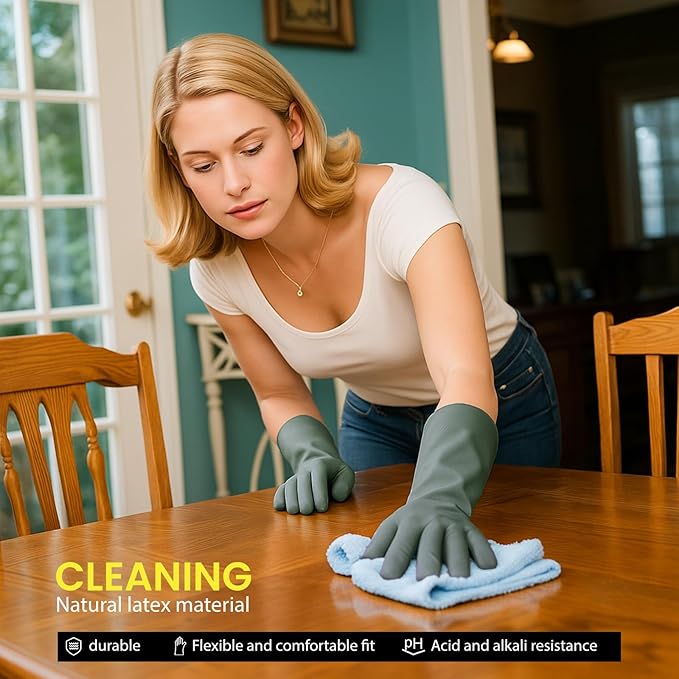 Rubber Dishwashing Gloves for Kitchen 4 Pairs Cleaning Household Dish Washing Reusable & Waterproof Latex Glove(Medium)