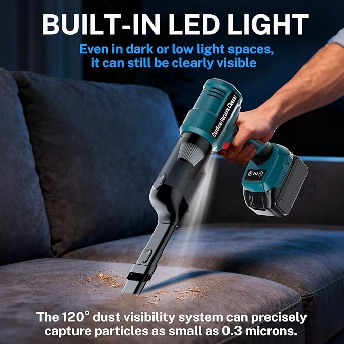 YEX-BUR Cordless Handheld Vacuum for Makita 18V Battery(Tool Only), 240W Powerful Car Vacuum with Brushless Motor, 3-Speed, 5 Filters, Portable Vacuum Cleaner for Home Office Car Pet