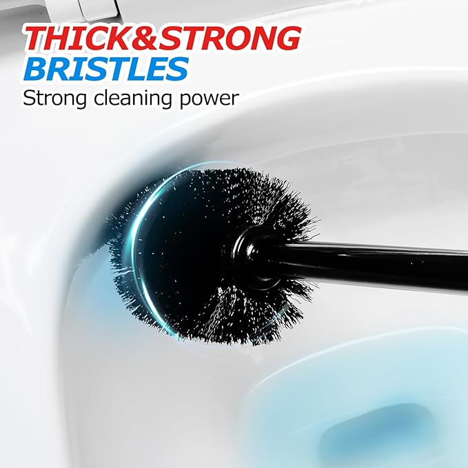 2 in 1 Toilet Plunger and Brush Set, Toilet Bowl Cleaning Combo, Groove Gap Brush, Black