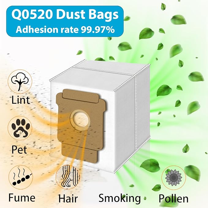 Dirt Disposal Bags Compatible with iRobot Roomba Essential Vac 2 Q0520,105 Vac,105 Combo, 104 Combo, Plus 405/Plus 505 Combo, Max 705 Vac, Replacement Dust Bags Vacuum Cleaner Parts