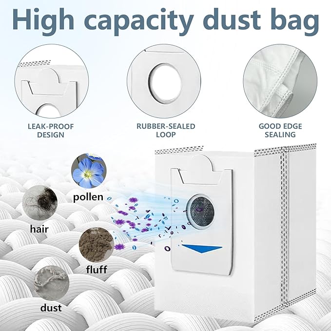 Replacement Part for Ecovacs Deebot T10 Plus Vacuum Cleaner, 2 Main Brushes, 4 Filters, 6 Mop Pads, 5 Dust Bags, 8 Side Brushes, T10 Plus Accessories Kit 25 Pcs Attachment