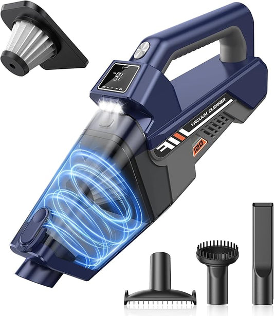 JONYJ Handheld Vacuum Cordless, 16000PA High Power Car Vacuum Cleaner, Portable Hand Held Vacuum Cleaner with LED Light & Multi-Nozzles, Dust Buster Rechargeable for Home, Car, Office, Pet