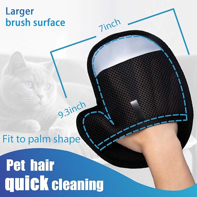 Pet Hair Removal Glove for Dogs & Cats, Reusable Electrostatic Magic Brush Pet Hair Remover Glove, Pet Hair Lint Mitt for Clothing, Couch, Carpet, Car Seat, Cat Tree, Fur Deshedding (Grey, 2 PCS)