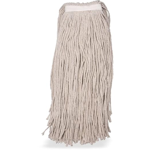 SPARTA Flo-Pac Cotton Mop Head, Cut-End, Narrow Band with White Band for Organized Cleaning, 44 Inches, Tan (Pack of 3)