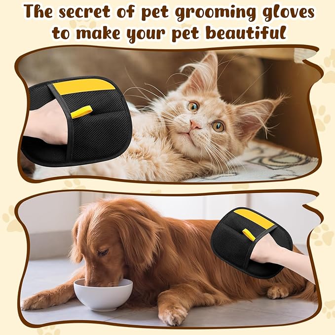 marveher Pet Hair Removal Gloves,Electrostatic Gloves Pet Hair, Efficient Grooming Glove for Cats Dogs, Reusable Pet Hair Removal Tool for Couch, Furniture, Carpet, Curtain (3)
