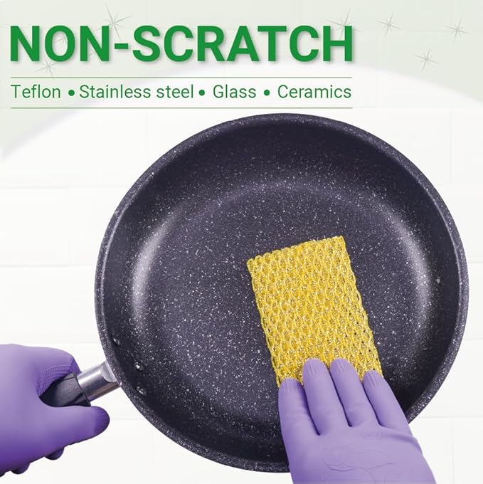 Rugged Glitter Dish Wash Net Heavy Duty, 4Pcs - Premium Non-Scratch Scouring Pads for Durable Cleaning - Glitter Kitchen Mesh Dish Cloth Set for Effective Dishwashing and Pan Scrubbing