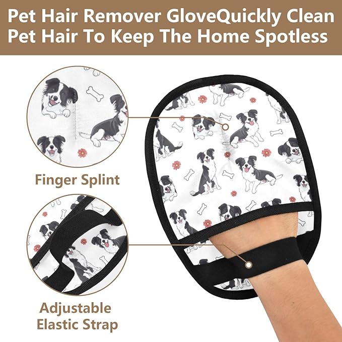 Border Collie Pet Hair Removal Glove for Cats & Dogs Reusable Pet Hair Removal Glove pet Hair Electrostatic Gloves
