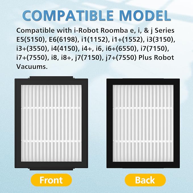 Filter Replacement for iRobot Roomba e, i and j Series i7 i7+/plus i3 i3+ E5 E6 E7 i4 i6 i6+ i8 i8+ Robot Vacuum Cleaners parts, 9 Pack High Efficiency 4639161 Filters