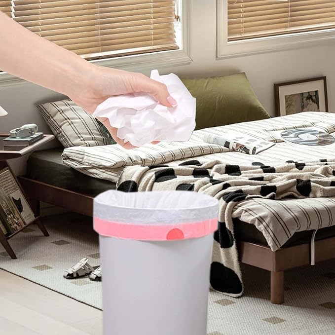 13 Gallon Trash Bags Drawstring, Pack of 28 Garbage Bags for Kitchen and Home Use, 63x70cm Size, 12g/pcs, Unscented, White