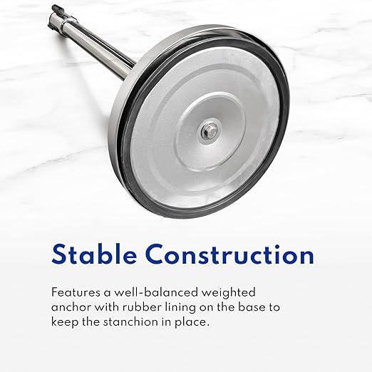 New Star Foodservice 54606 Stanchions, 36-Inch Height, 6.5-Foot Retractable Belt, Set of 2, Silver Belt