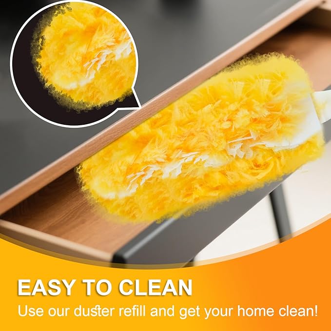 Yicotira Duster Refill Compatible with Swiffer Duster, 30 Count Heavy Duty Duster Refills Kit for Cleaning Dusting, Multi Surface 360 Feather Duster Disposable Refills, with 1 Handle