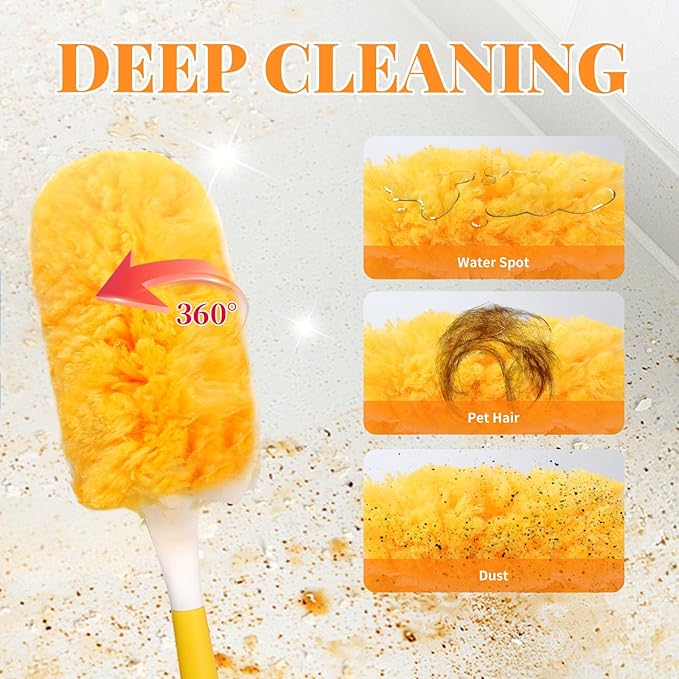 Duster Refill for Swiffer Duster, 20 Count Heavy Duty Duster Refills Kit with 1 Handle for Cleaning Dusting Furniture Blind Ceiling Fan, 360 Disposable Refills Feather Duster