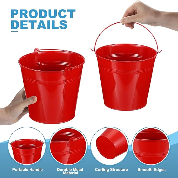 PATIKIL 7"x6.5" Small Metal Buckets with Handle, 12 Pcs Mini Galvanized Bucket Colorful Easter Buckets, Red/Yellow/Blue/Purple/Pink/Light Green/Orange/White/Green/Rose Red/Dark Purple