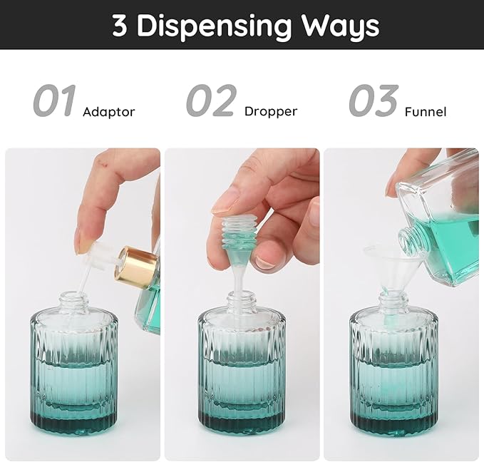 Segbeauty 1oz Atomizer Sprayer for Perfume, 2pcs Black Glass Travel Size Perfume Refill Bottle, 2pcs Green 30ml Travel Cologne Sprayer, Cologne Atomizer Spray Bottles with Dispenser Transfer Tool Set