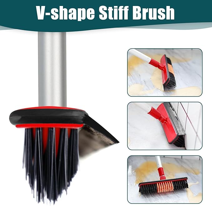Magic Broom, Multifunction Silicone, Household Broom for Cleaning Floors and Bathrooms, Pet Hair, Broom Brush Set Dark Blue Dog (Red)