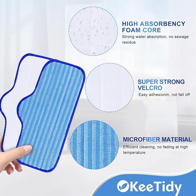 Reusable Microfiber Pads Compatible with Dupray Neat Steam Cleaner Replacement Mop Cleaning Pads, Reusable Cloths and Small Bonnets, 6+6 Pack