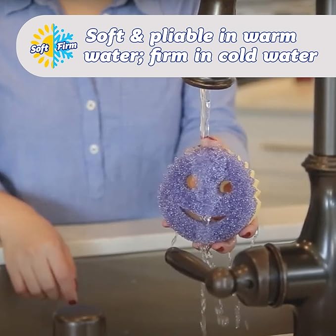 Scrub Daddy, Scrub Mommy - Dual Sided Sponge & Scrubber, Soft in Warm Water, Firm in Cold, FlexTexture, Deep Cleaning, Dishwasher Safe, Multipurpose, Scratch Free, Odor Resistant, Ergonomic, 8ct roll