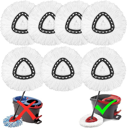 7 Pack Mop Heads Replacement for O-Ceda Easy Wrin Spin Mop, Microfiber Spin Mop Refills, Easy Cleaning Mop Head Replacement (7pcs 1-Tank Mop White)