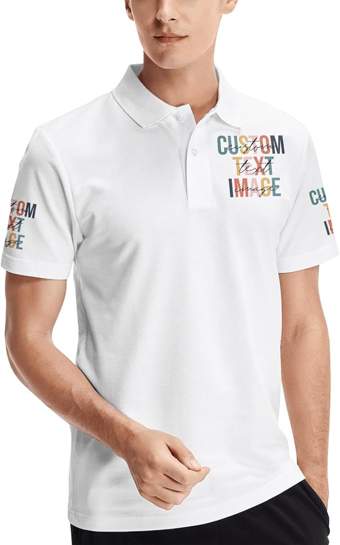 Personalised Polo Shirt Custom Work Shirts for Men Women Printed Text or Logo Working Top, Casual Wear, and Sports Teams