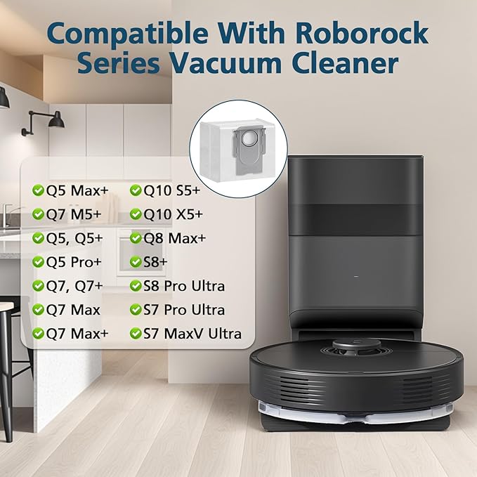 16 Packs Q10 Q7 Q5 Bag Replacement for Roborock Q10 S5+, Q7 M5+, Q5 Max+, 3.6L Vaccum Bag for Q10 X5+, Q5+, Q5 Pro+, Q8 Max+, Q7+, Q7 Max+, S8+, S8 Pro Ultra, S7 Pro Ultra, S7 MaxV Ultra