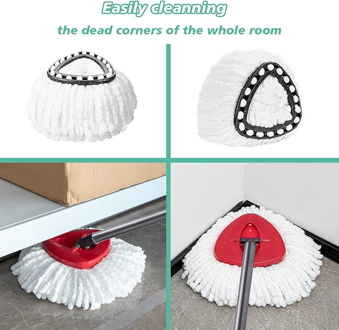 4 PCS Spin Mop Replacement Head,100% Microfiber Mop Heads Replacements with Cedar Mop Replace,360 Degree Round Spin Mop Replacement Head for Easy House Cleaning Floor Mopping