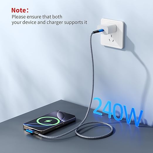Talmosal 240W for Thunderbolt 5 Cable Right Angle 15ft, Support 5K / 4K@60Hz, 20Gbps for iPhone 17, Thunderbolt 4, USB4, SSD, MacBook M4 Pro, Dock, eGPU, Mac mini M4 / M4 Pro