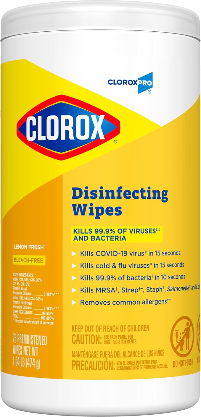 CloroxPro Clorox Disinfecting Wipes, Lemon Fresh, 75 Count (Package May Vary)