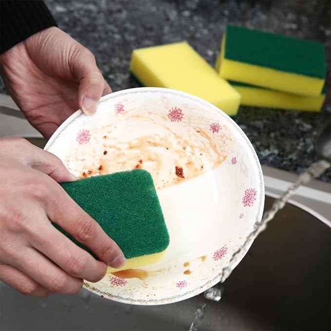 24 Pack Sponge Individually Wrapped, Bulk Kitchen Dishwashing Sponge, Non Scratch Scouring Pad, Odor-Free Scrubbers for Cleaning Sponge Wipes for Travel Apartments