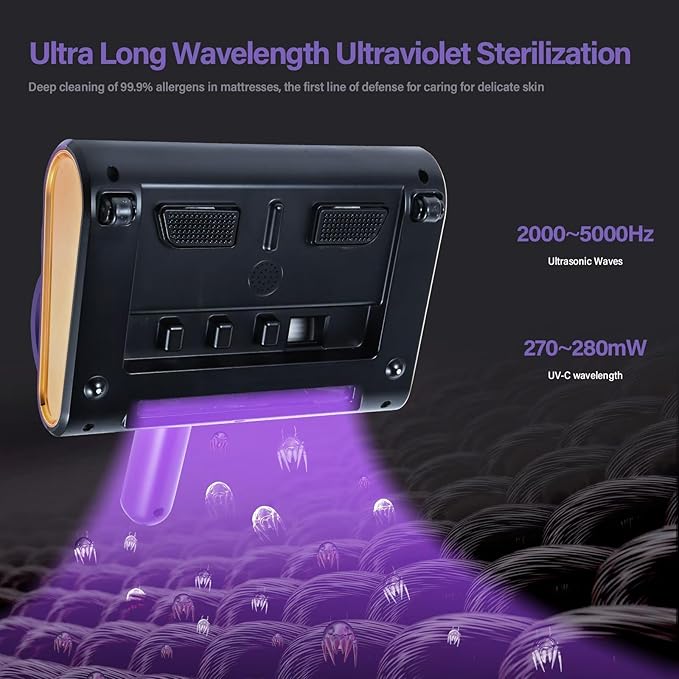 JJZNCLLEN Mattress Vacuum Cleaner uv sanitizing, 16kpa Mattress Vacuum Cleaner Powerful Suction, Handheld Couch Cleaner Machine Deep Cleaner for Bed Cleaning, Sheet, Fabric Sofa Vacuuming